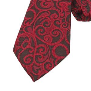 Concepts by Claiborne Silk Tie Men’s 61.5” Black Red Paisley Romantic Wide New
